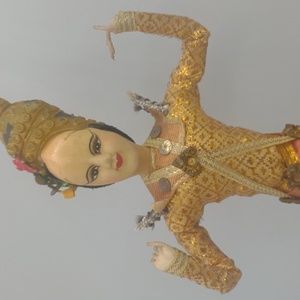 Vintage Thai Siamese dancer folk art handcrafted MCM artisan Thailand 50s 60s